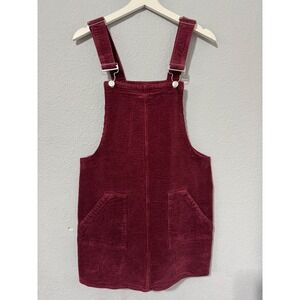 Riley & James Womens Burgundy Corduroy Pinafore Overall Jumper Dress Size L